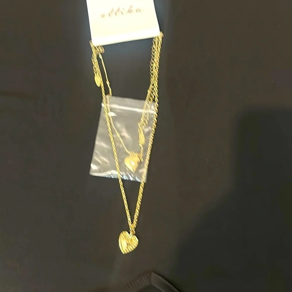 Ettika double heart charm necklace NWT